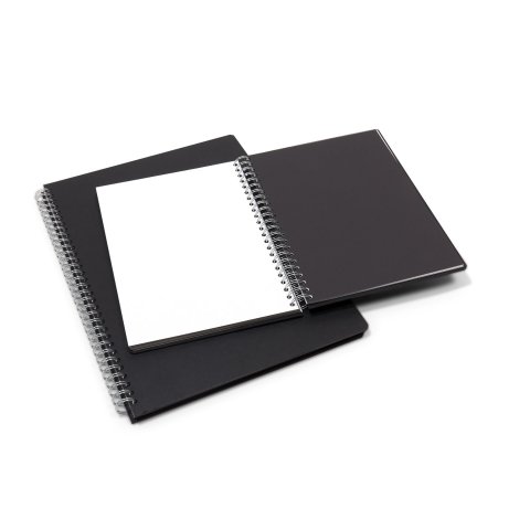 Seawhite Euro Poplin sketchbooks set, black, 140 g/m² all media, 297x210 mm, A4 tall format, 50 shts/100