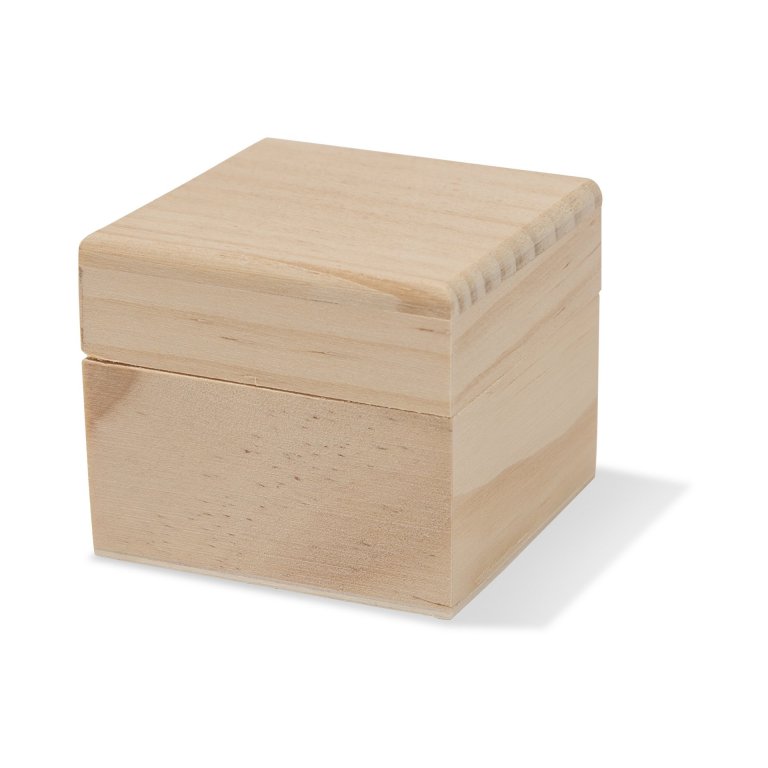 Scatola quadrata in legno con coperchio