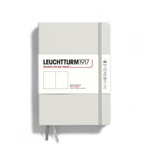 Cuaderno de notas Lighthouse de tapa dura Colores naturales A5, mediano, en blanco, 123 páginas, gris claro