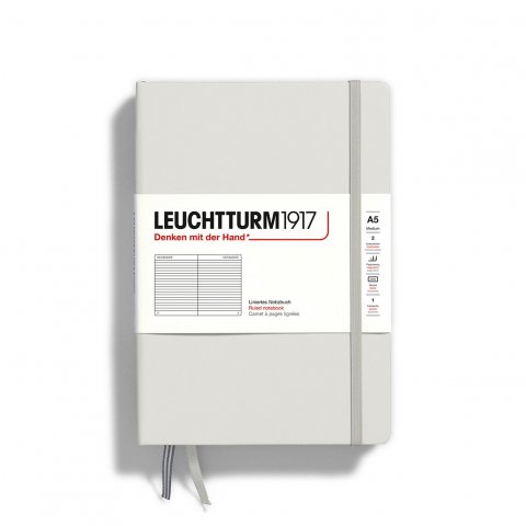 Leuchtturm Notizbuch Hardcover Natural Colours A5, Medium, liniert, 251 Seiten, light grey