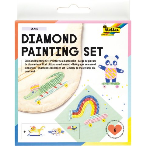 Diamond Painting Set 6 Motive, inkl. Zubehör, Skate