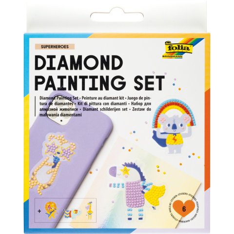 Diamond Painting Set 6 motifs, incl. accessories, superheroes