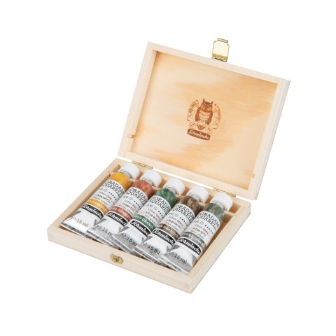 Schmincke Acuarela Horadam Super Granulation Set Urban, tubos en caja de madera, 5 x 15 ml