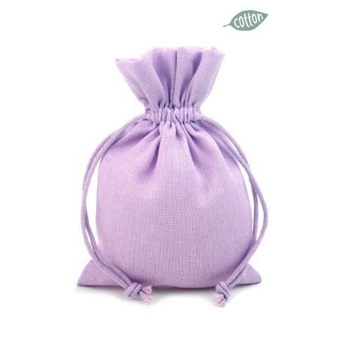 Cotton sack, coloured, with drawstring 120 x 170 mm, 100 % cotton, light purple