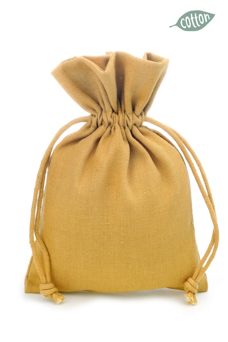 Cotton sack coloured with drawstring