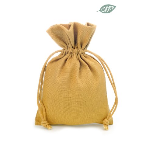 Bolsa de algodón de color con cordón de ajuste 120 x 170 mm, 100 % algodón, amarillo mostaza
