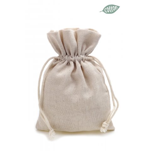 Cotton sack, coloured, with drawstring 120 x 170 mm, 100 % cotton, sand