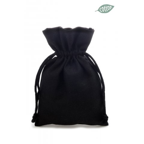 Bolsa de algodón de color con cordón de ajuste 120 x 170 mm, 100 % algodón, negro