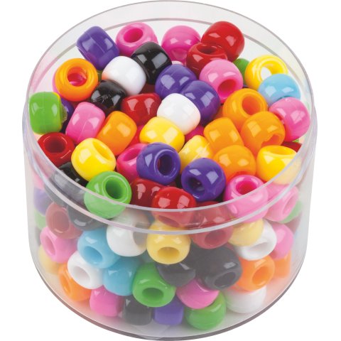 Pearls Mixpack 50g,ø7mm,plastic,large hole beads,opaque,multicolored