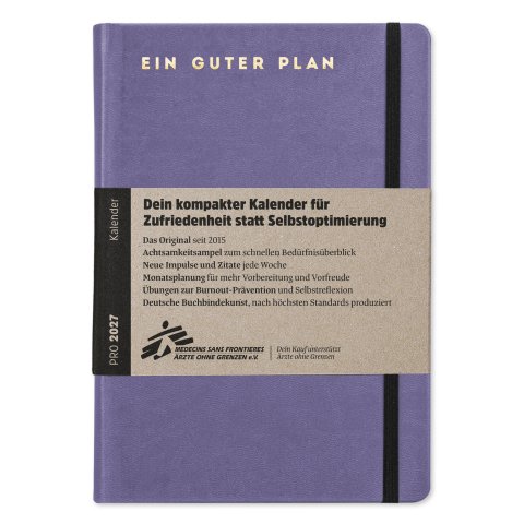 Calendario semanal Ein guter Plan Pro, encuadernación en vinilo 2027, 13,5 x 19,5 cm, tapa dura, color lila