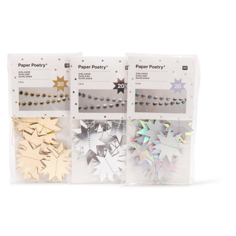Paper Poetry star-garland, paper