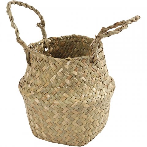 Seagrass basket, with handle ø 20 cm, h = 19 cm, natural