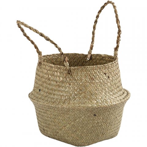 Seagrass basket, with handle ø 27 cm, h = 24 cm, natural