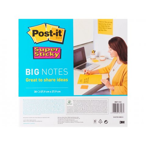 3M Post-it Super Sticky Big Notes 279 x 279 mm, 30 hojas, amarillo