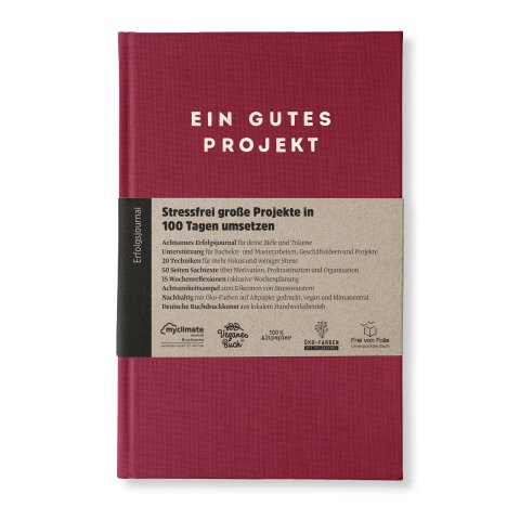 Erfolgsjournal Ein gutes Projekt ca. 14 x 22 cm, für 100 Tage, rubin