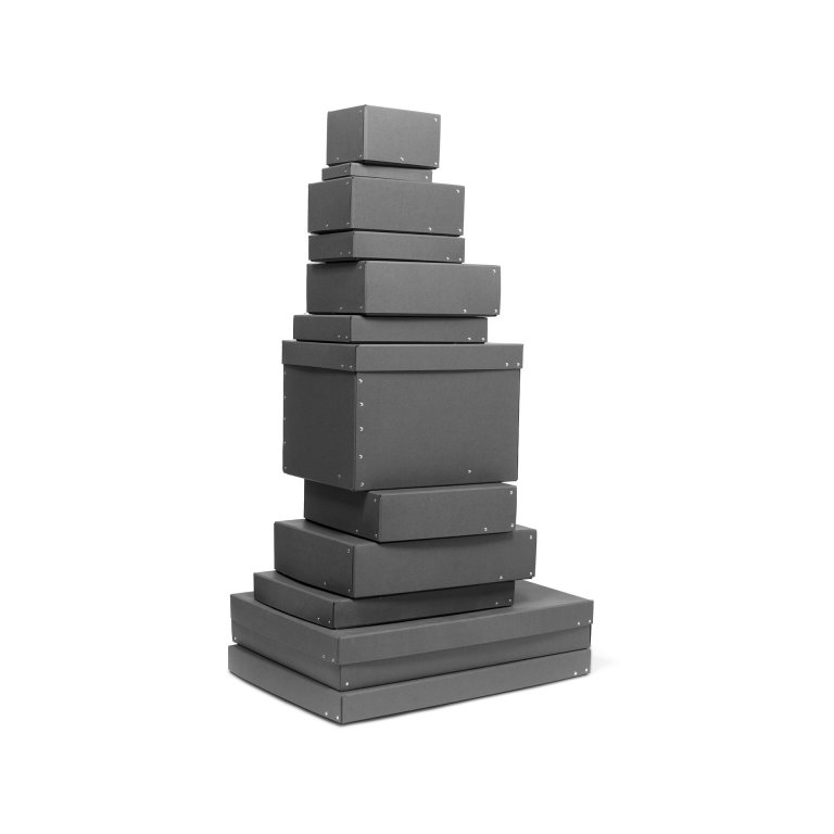 Riveted cardboard boxes with lids, anthracite