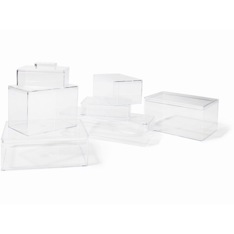 Botes de plástico transparentes, rectangulares