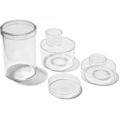 Plastic containers, transparent, round
