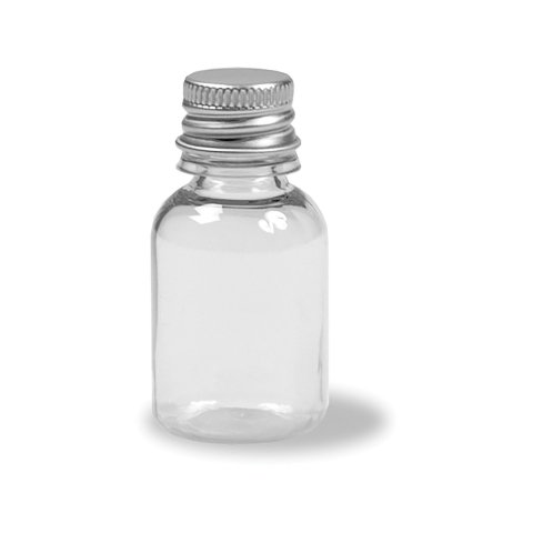 Plastic containers, transparent, with alu screw top 20 ml, h = 58 mm, ø 29 mm, ø 18 mm