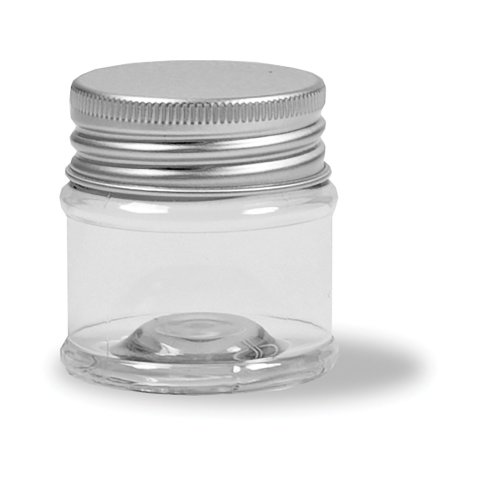 Plastic containers, transparent, with alu screw top 50 ml, h = 47 mm, ø 48 mm, ø 43 mm