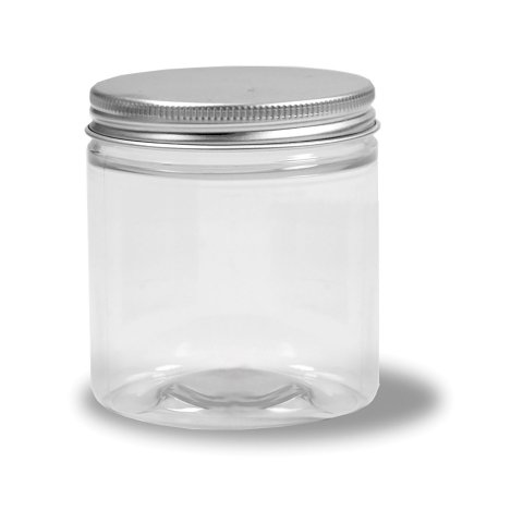 Plastic containers, transparent, with alu screw top 250 ml, h = 78 mm, ø 72 mm, ø 70 mm (ID)