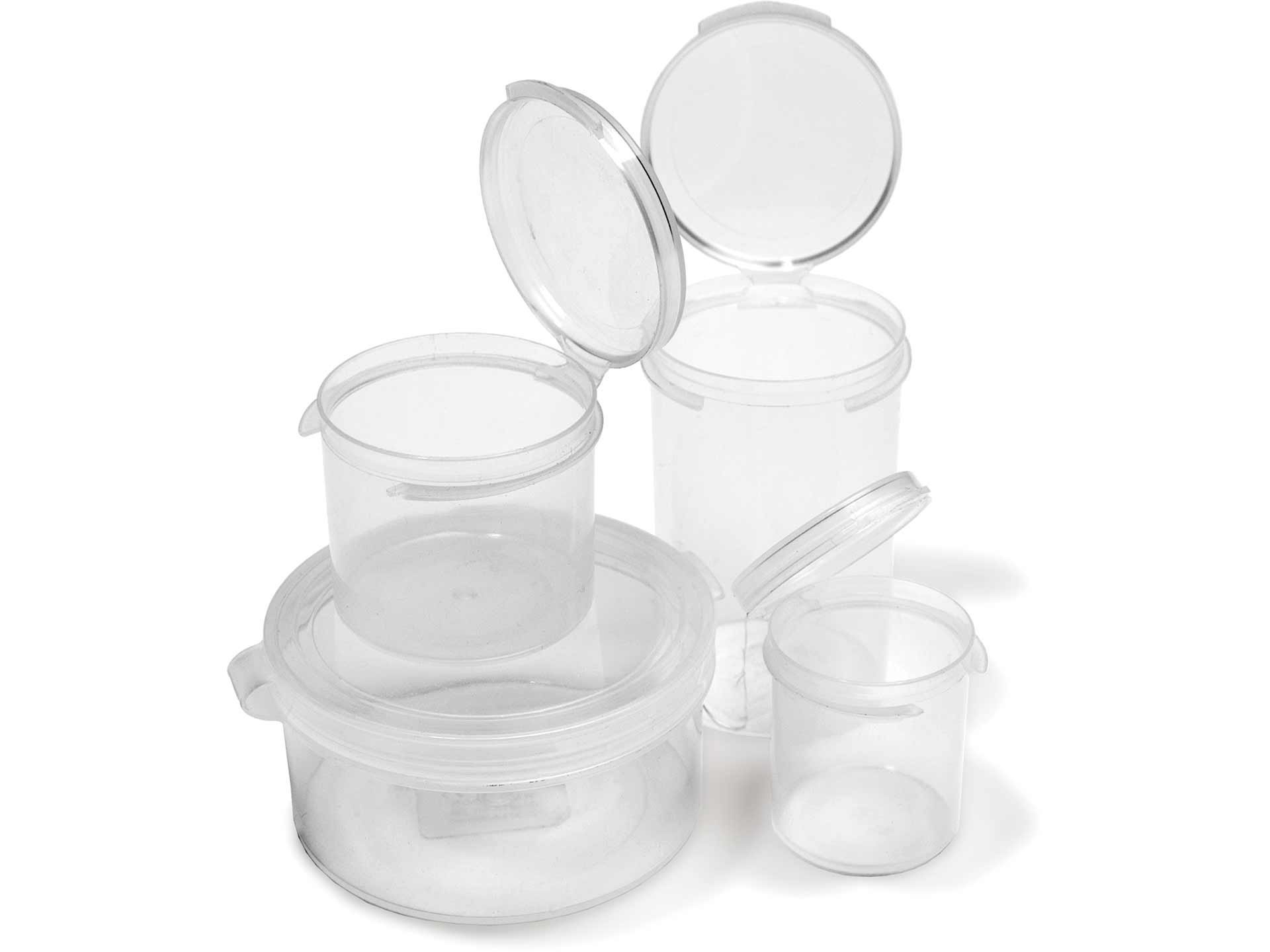 Buy Plastic containers, milky transparent, round online at Modulor