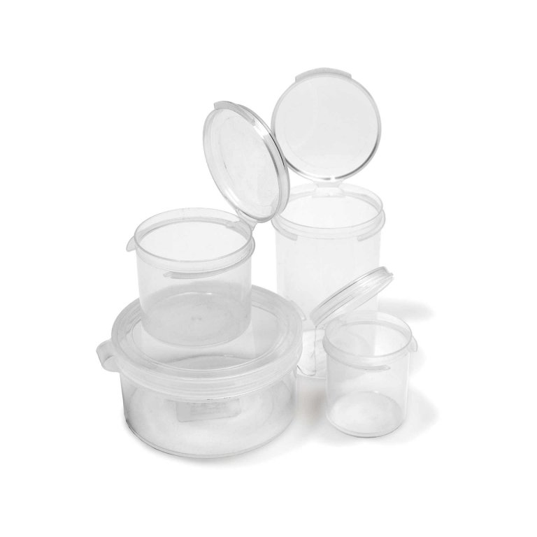 Contenitori plastica biancolatte trasparente,tondi
