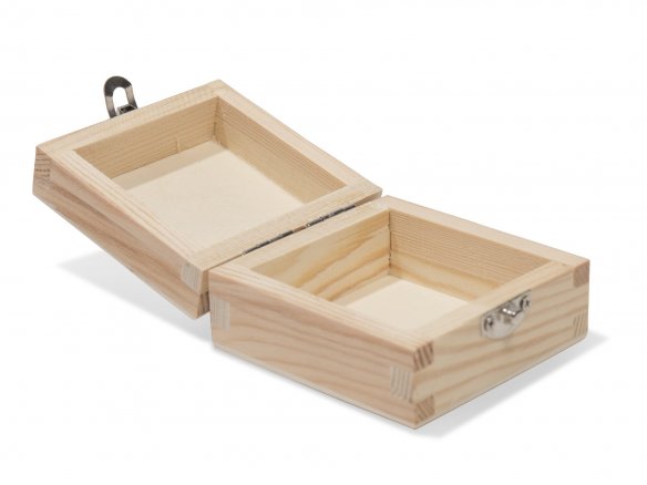 Wooden Box Square Hinged Lid With, Square Wooden Boxes With Lids