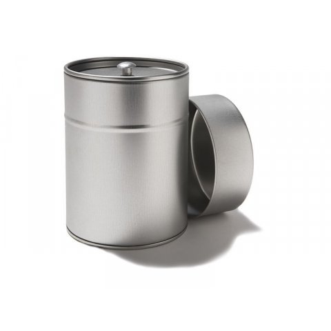 Tin container, round, silver double lid (saves aromas), ø 83, h= 112