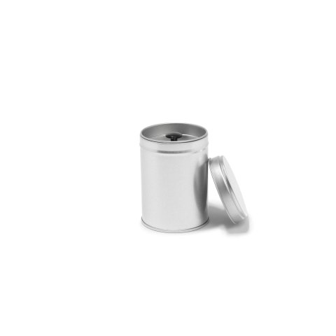 Tin container, round, silver double lid (saves aromas), ø 63, h= 90