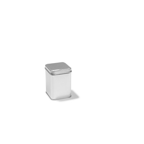 Tin container, square, silver lid without hinge, with fillet, 60 x 60 x 80