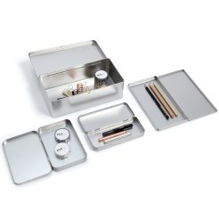 Rectangular tinplate container, silver