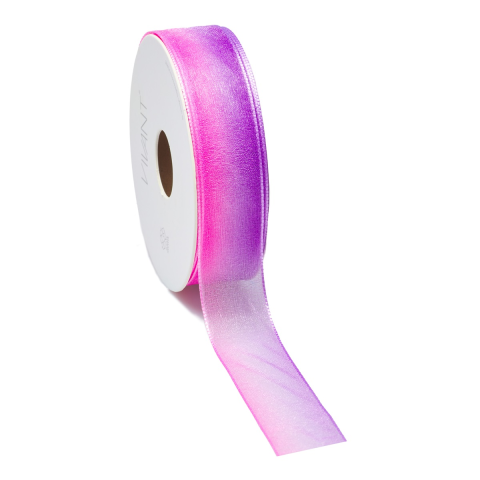 Nastro regalo Organza Ombré L = 25 mm, L = 20 m, sfumatura di colore rosa-viola