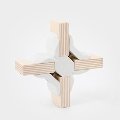 Conector de panel Playwood, blanco Conector en cruz, plástico, para paneles de 18 - 19 mm
