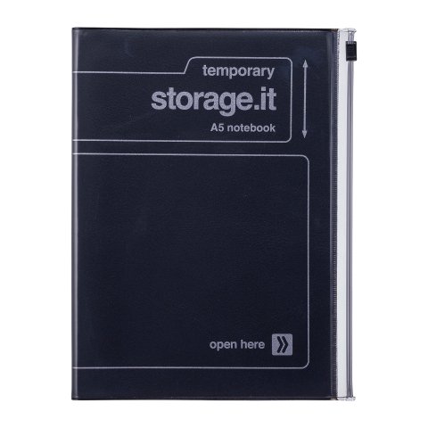 Storage.it Notebook cover with pocket DIN A5, transparent/colored, black