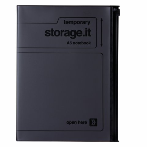 Storage.it Notebook cover with pocket DIN A5, translucent/colored, black