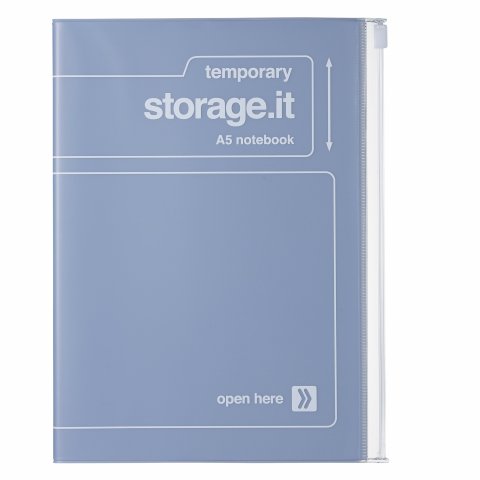 Storage.it Notebook cover with pocket DIN A5, translucent/colored, blue