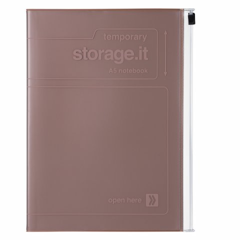 Storage.it Notebook cover with pocket DIN A5, translucent/colored, brown