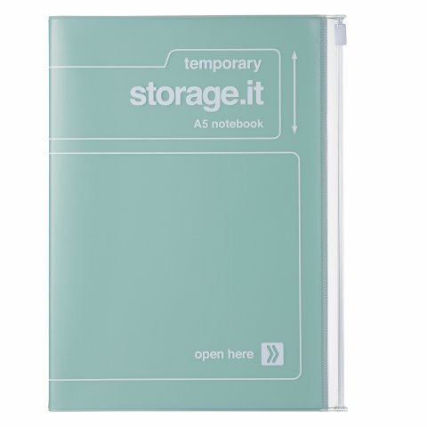 El cuaderno de Mark con cubierta de bolsillo Storage.it DIN A5, translúcido/colorido, menta