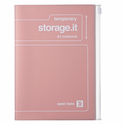 Storage.it Notebook cover with pocket DIN A5, translucent/colored, pink