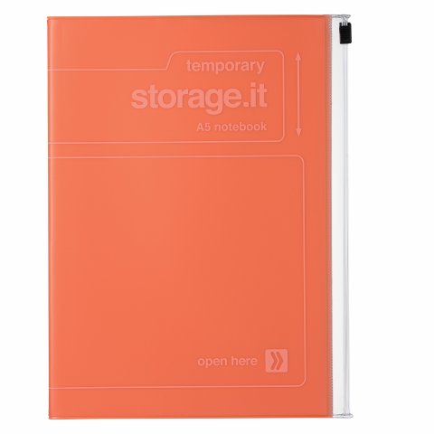 El cuaderno de Mark con cubierta de bolsillo Storage.it DIN A5, translúcido/colorido, terracota