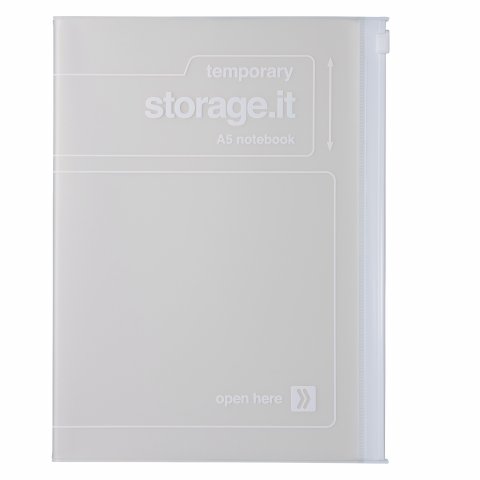 El cuaderno de Mark con cubierta de bolsillo Storage.it DIN A5, translúcido/color, blanco