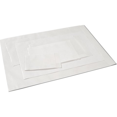 Sacchetto piatto in carta craft, bianco 63 x 93 mm, 10 units
