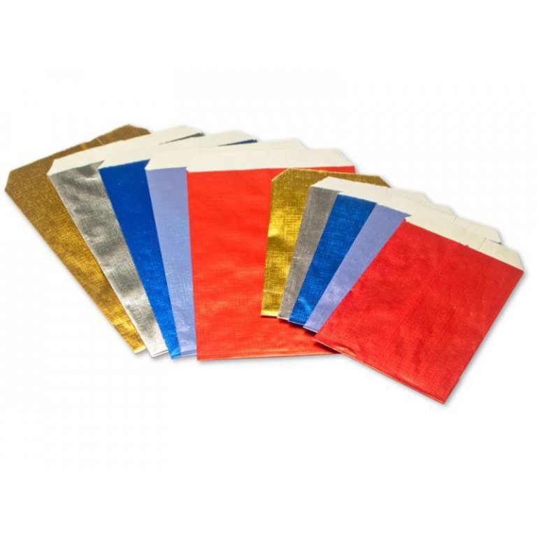 Flat bag, metallic paper, coloured, embossed