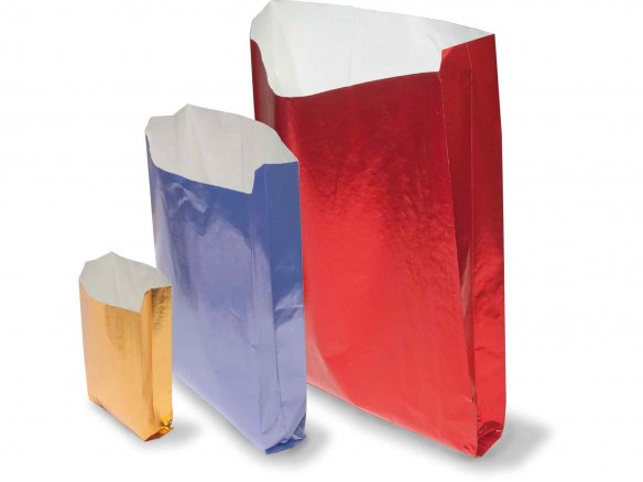 Folding bag, metallic paper, coloured, embossed