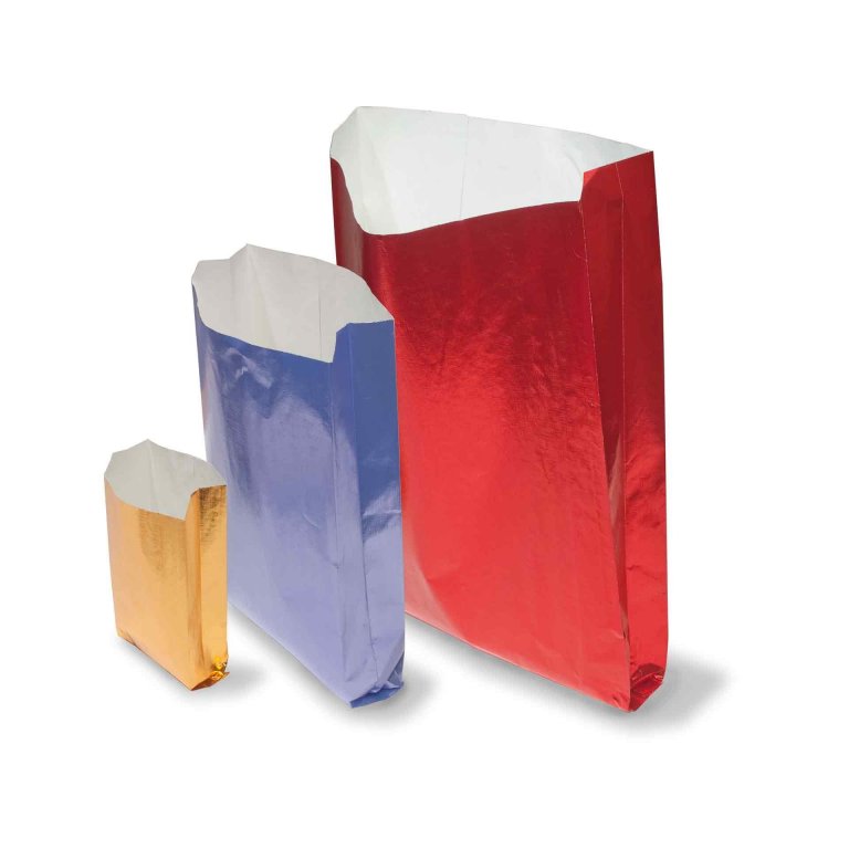 Faltenbeutel Metallic-Papier, farbig, geprägt