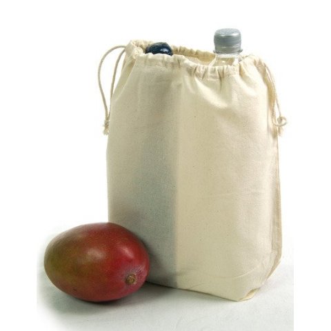 Cotton sack with drawstring 28 x 32 cm, + 10 cm middle bar, 100% cotton, natural