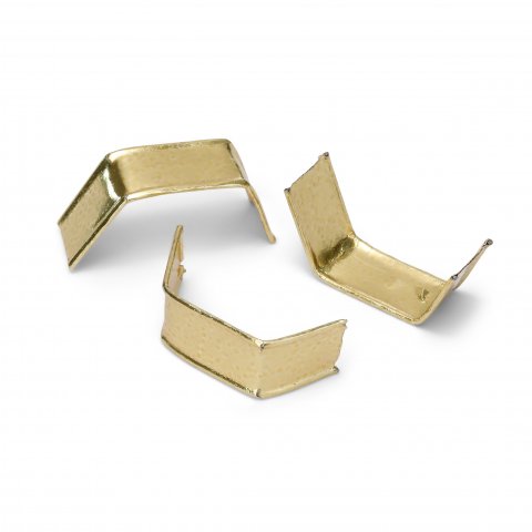 Securing clips, gold l = 33, w = 7,0 mm, 10 pieces, bent, gold