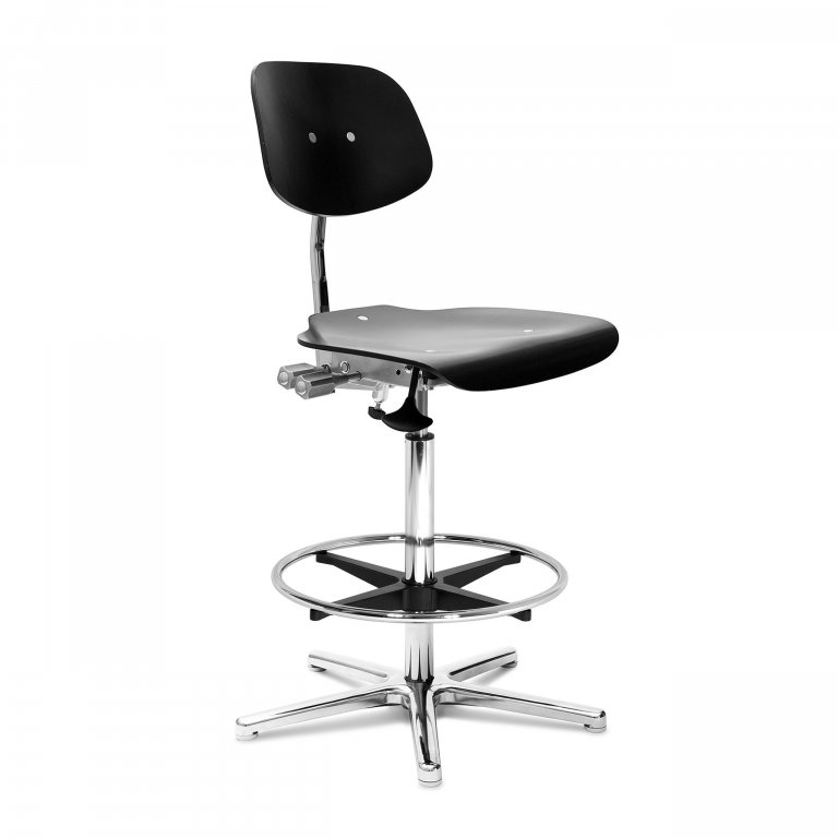 Modulor counter stool, 490-790 x 480 x 415 mm, beech black