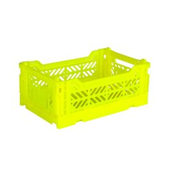 Aykasa folding box, mini 27 x 17 x 11 cm, PP, neon yellow